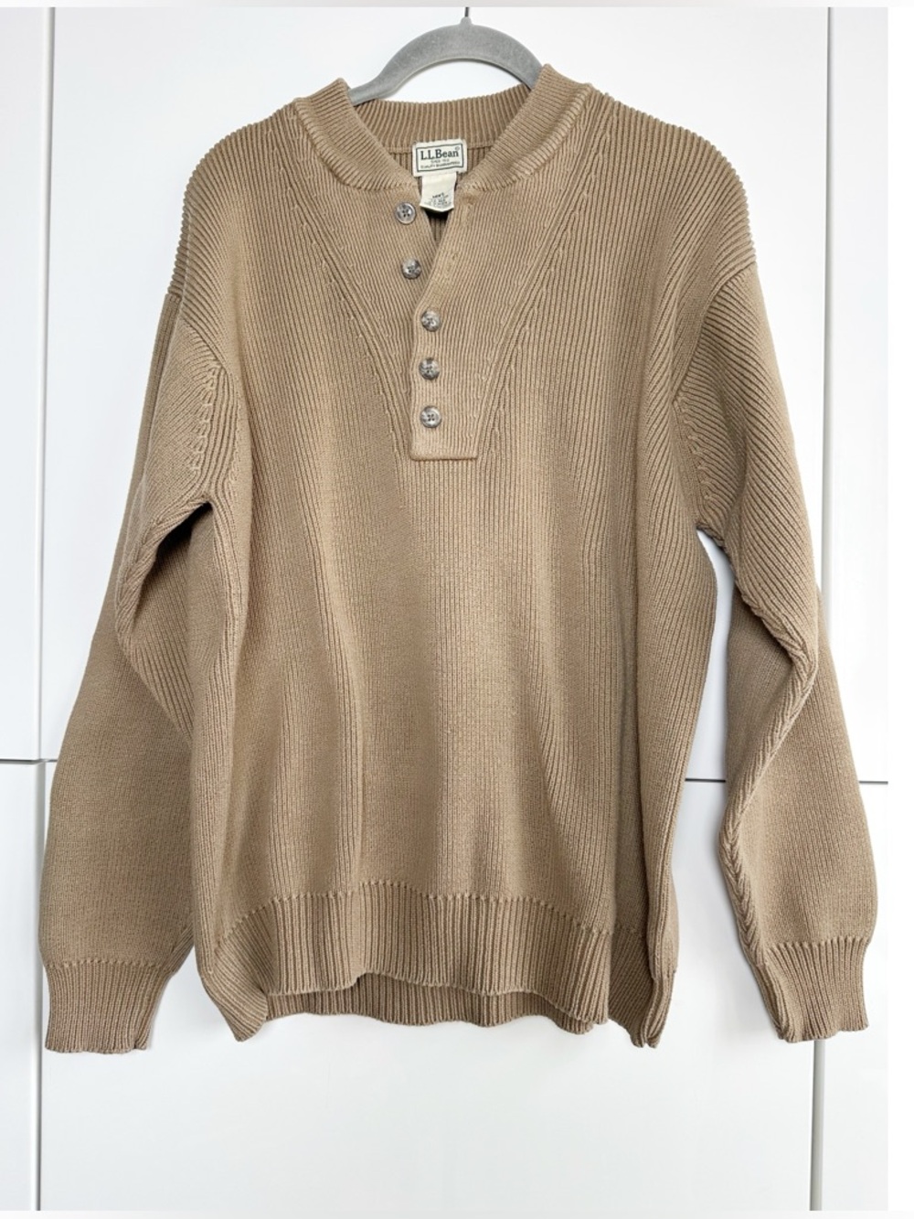 Vintage L.L.Bean Made in Australia 100% Cotton Sweater Cardigan Mens Large Brown